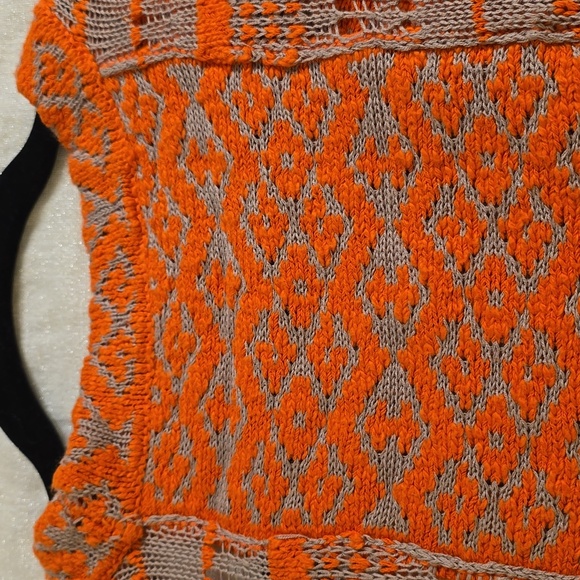 Free People Vibrant Orange and Beige Knit Cardigan - Picture 10 of 14